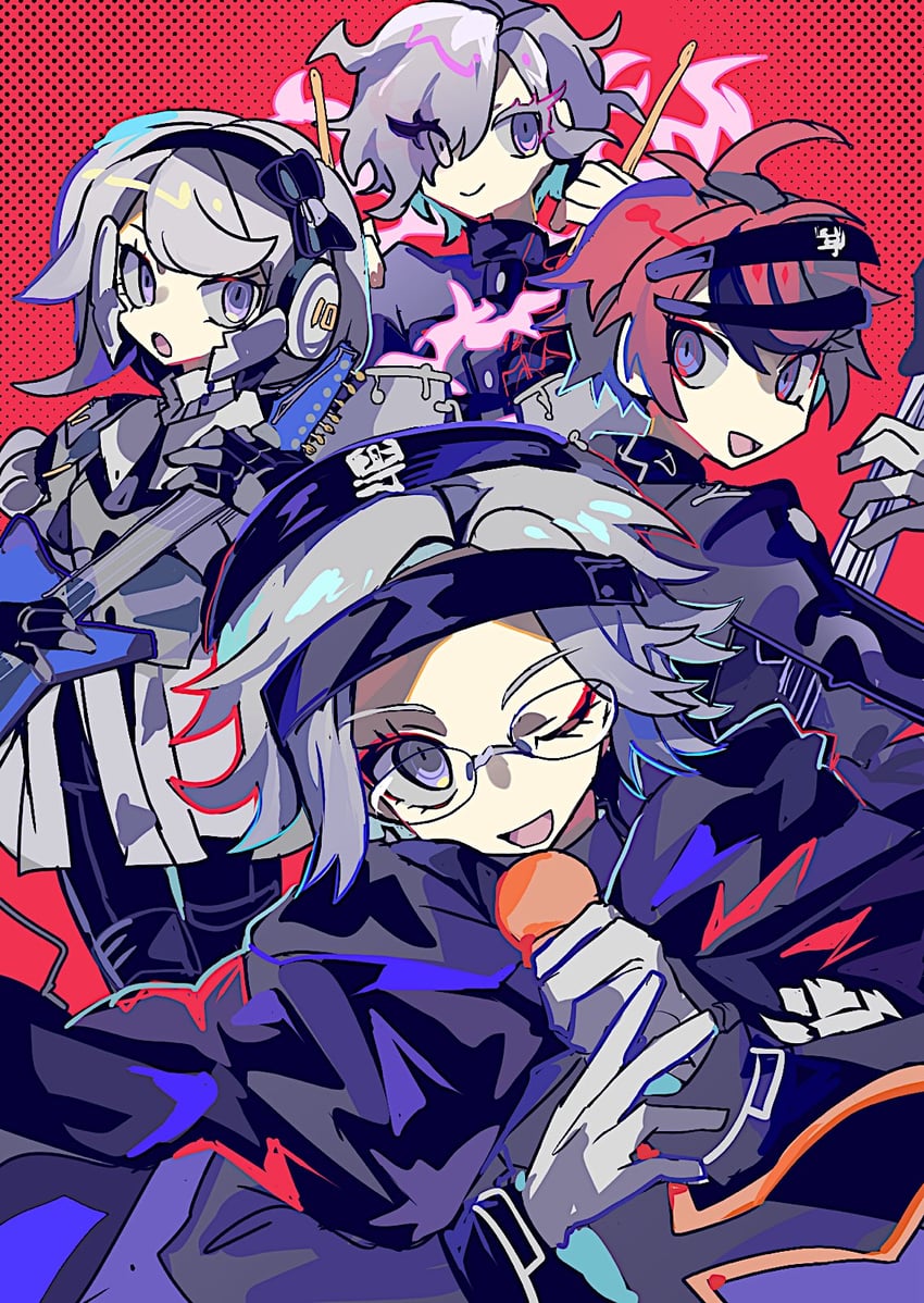 aotsuki eito, sumino takumi, kirifuji nozomi, and shion (the hundred line -last defense academy-) drawn by fjsk