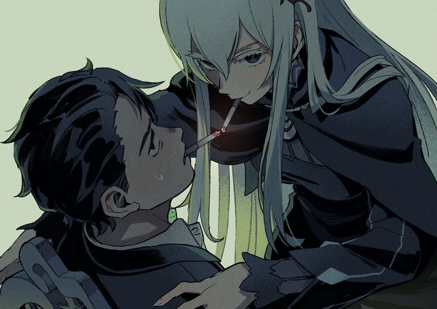 natsuki subaru and echidna (re:zero kara hajimeru isekai seikatsu and 1 more) drawn by iwamushi