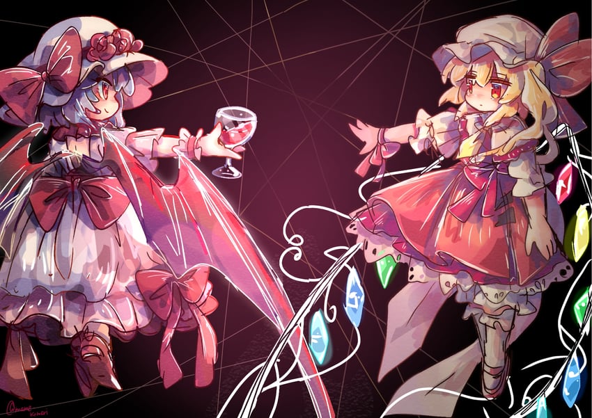 remilia scarlet and flandre scarlet (touhou) drawn by mame_komari