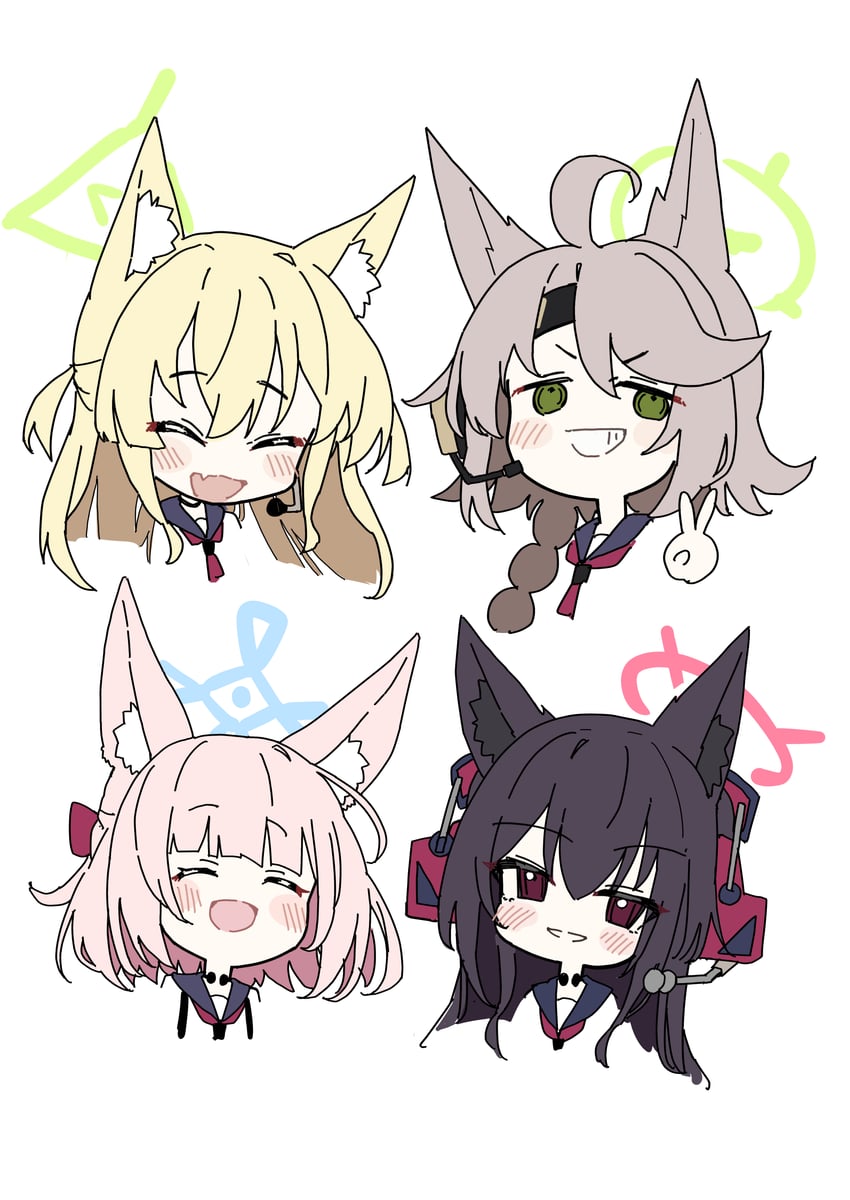 niko, otogi, kurumi, and yukino (blue archive) drawn by inaba_reito