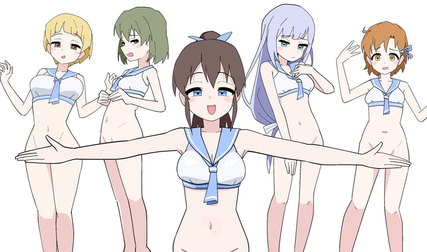 satake minako, shiraishi tsumugi, nagayoshi subaru, yabuki kana, and fukuda noriko (idolmaster and 2 more) drawn by ohgi910