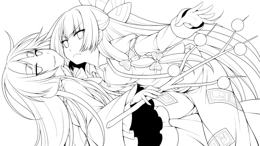 fujiwara no mokou and houraisan kaguya (touhou) drawn by eichi_yuu