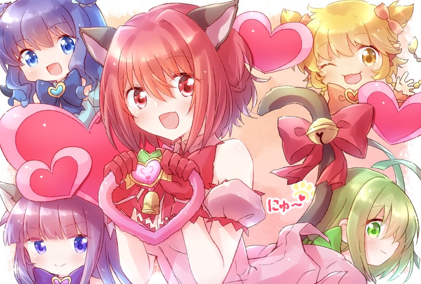 momomiya ichigo, mew ichigo, aizawa mint, fujiwara zakuro, midorikawa lettuce, and 5 more (tokyo mew mew and 1 more) drawn by nyaa_(nnekoron)