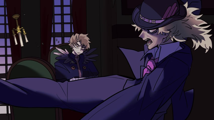 dio brando and robert e. o. speedwagon (jojo no kimyou na bouken and 1 more) drawn by swampland