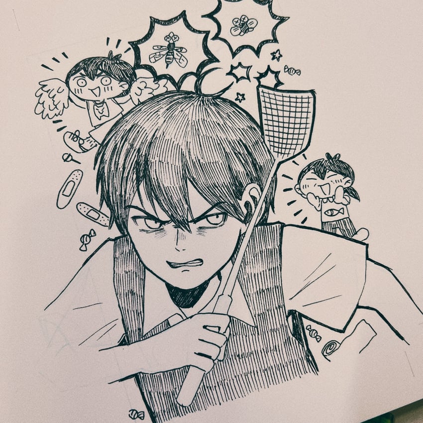 sunny, kel, and ayee (omori) drawn by msdnno_kabe