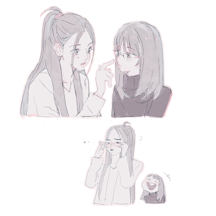 hanni and hyein (real life and 1 more) drawn by qiao_nan_1028_hao