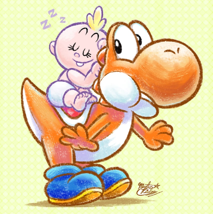 yoshi, orange yoshi, and lily loud (mario and 2 more) drawn by mast3r-rainb0w