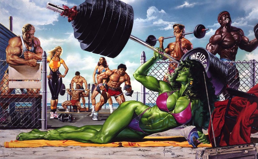 she-hulk and jennifer walters (marvel) drawn by joe_jusko