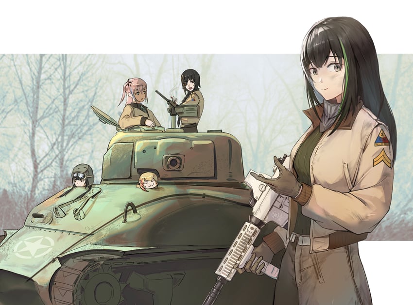 m16a1, m4a1, m4 sopmod ii, st ar-15, ro635, and 1 more (girls' frontline) drawn by shenme_niao_mingzi