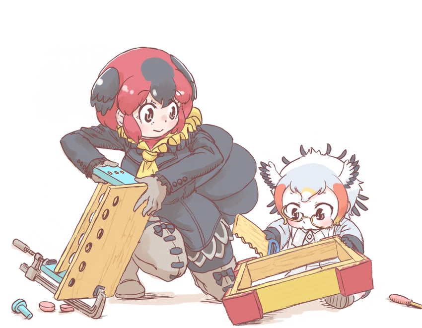 secretarybird and australian brushturkey (kemono friends) drawn by maki_(02uh14l1b740ao2)