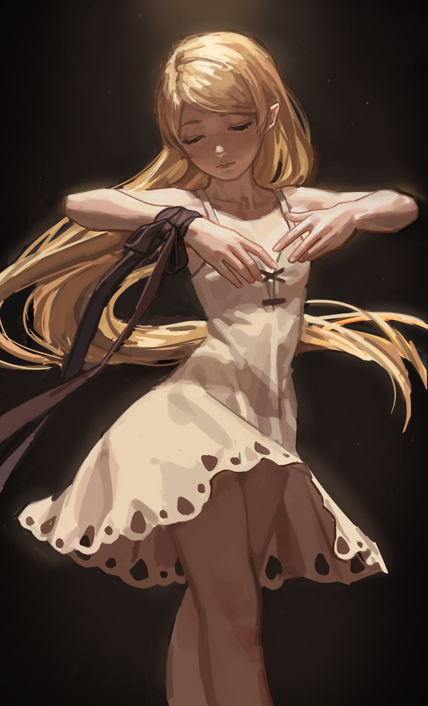 oshino shinobu and kiss-shot acerola-orion heart-under-blade (monogatari and 1 more) drawn by solipsist