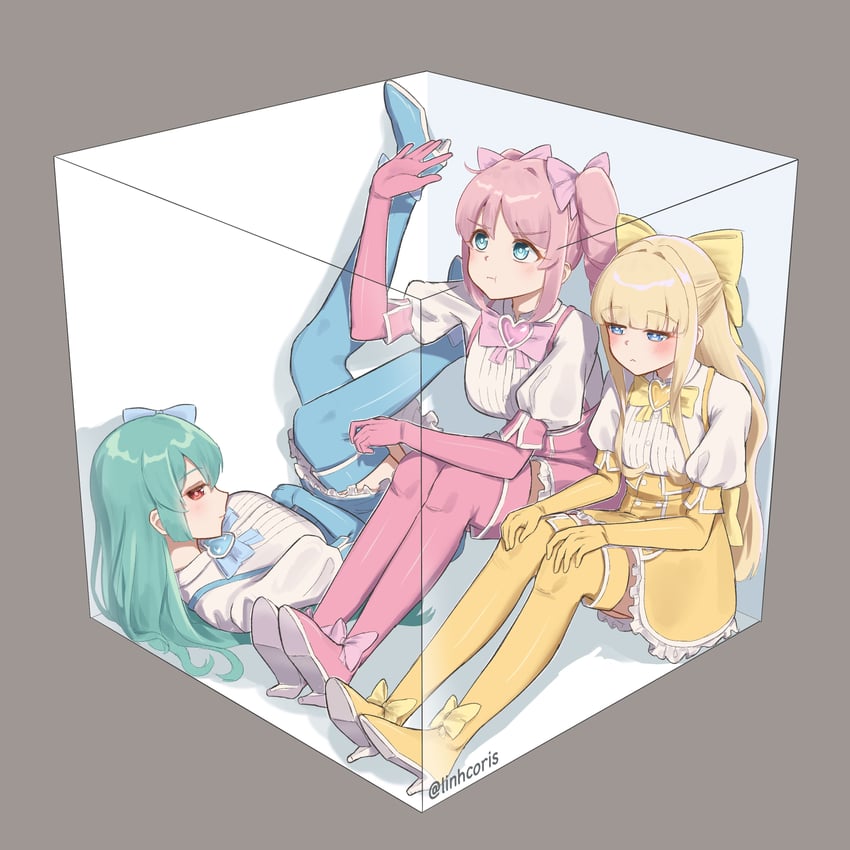 minakami sayo, magia azure, hanabishi haruka, tenkawa kaoruko, magia magenta, and 1 more (mahou shoujo ni akogarete) drawn by linhcoris