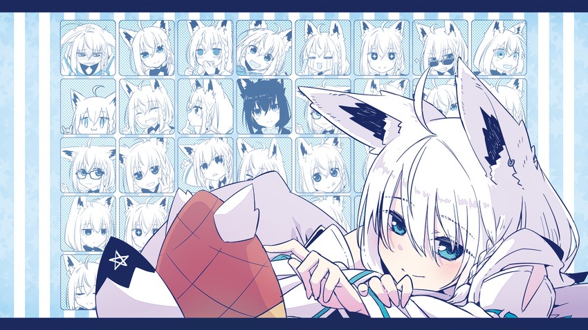 shirakami fubuki, kurokami fubuki, and oruyanke (hololive) drawn by senhaku