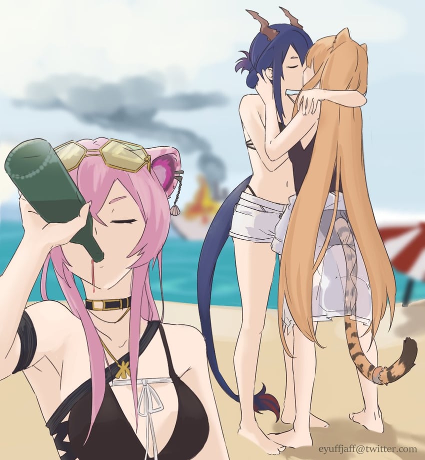 ch'en, swire, lin, and ch'en the holungday (arknights) drawn by eyuffjaff