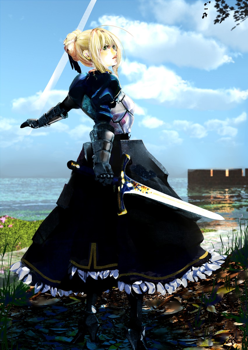 artoria pendragon and saber (fate and 2 more) drawn by rab6