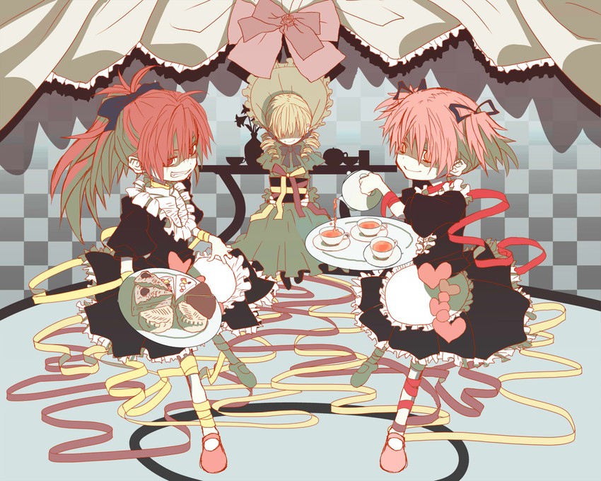 kaname madoka, sakura kyoko, tomoe mami, candeloro, and du polignac (mahou shoujo madoka magica) drawn by eerr
