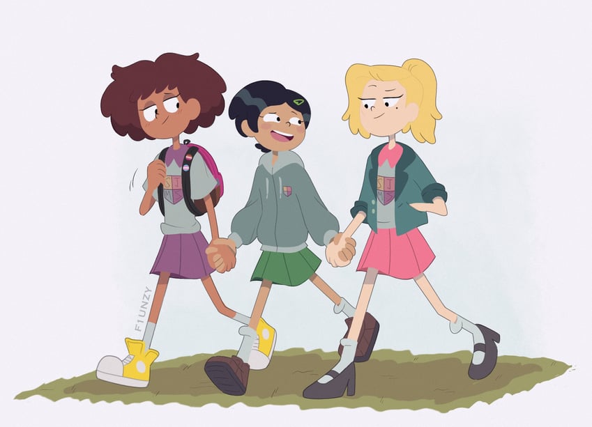 sasha waybright, anne boonchuy, and marcy wu (amphibia) drawn by f1unzy