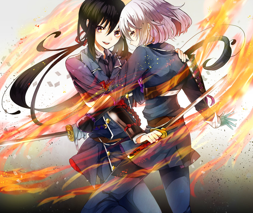 namazuo toushirou and honebami toushirou (touken ranbu) drawn by nizakana_takaharu