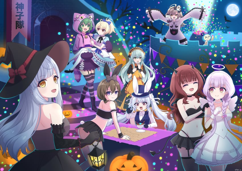 alice, kon kanaho, cheshire cat, kaede johan nouvel, mad hatter, and 8 more (assault lily and 1 more) drawn by piatin