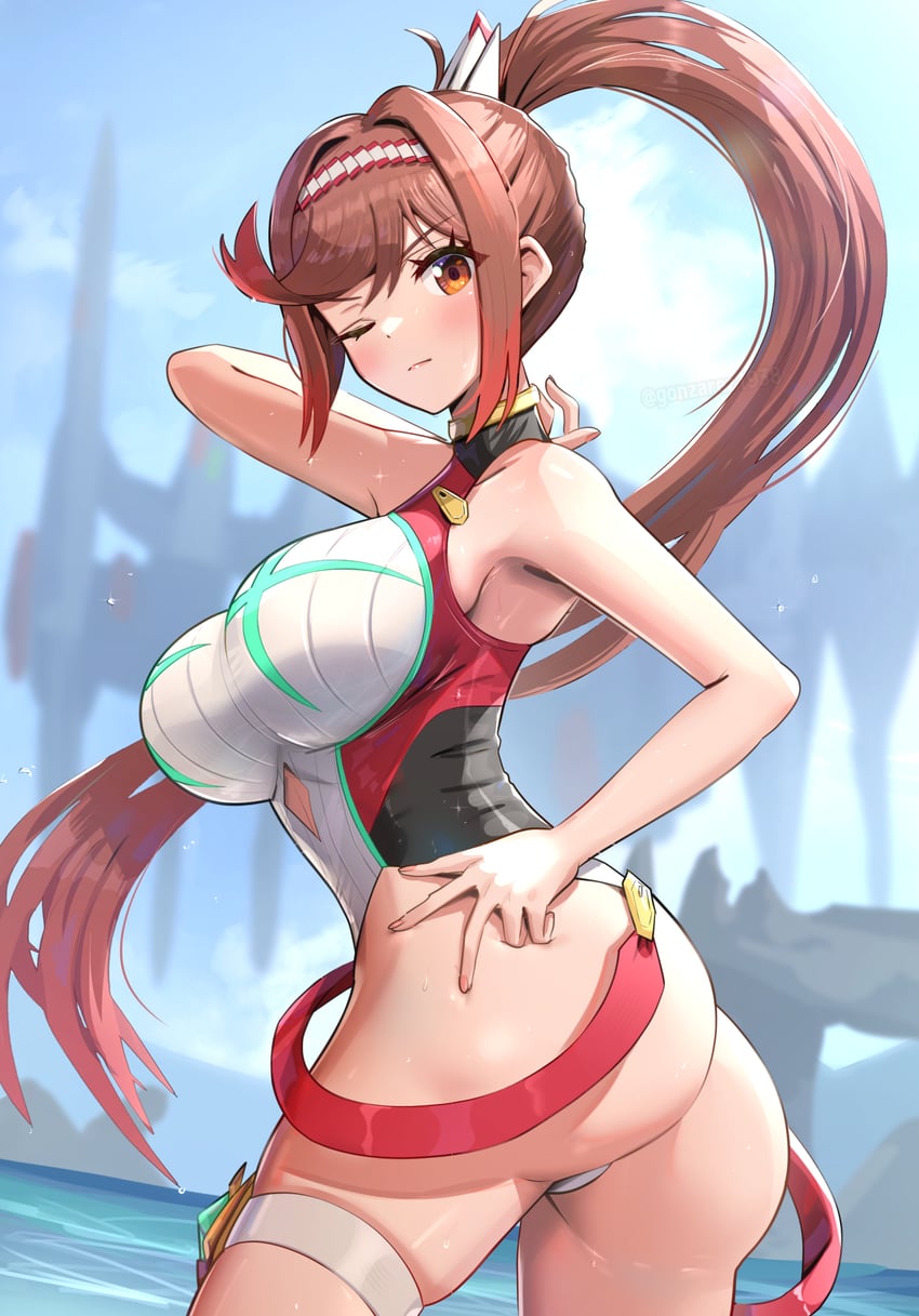 pyra, mythra, and glimmer (xenoblade chronicles and 3 more) drawn by gonzarez