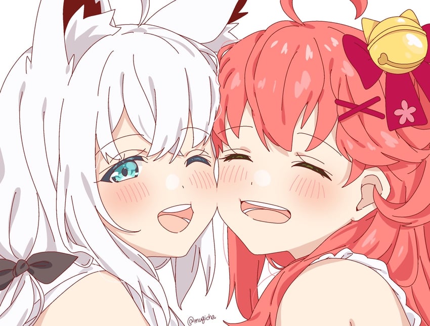 shirakami fubuki and sakura miko (hololive) drawn by mugicha_61