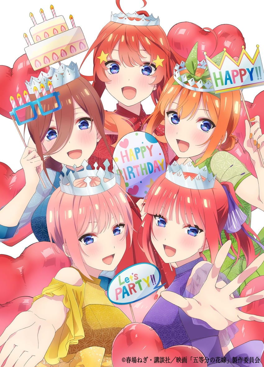 nakano nino, nakano miku, nakano yotsuba, nakano itsuki, and nakano ichika (go-toubun no hanayome)