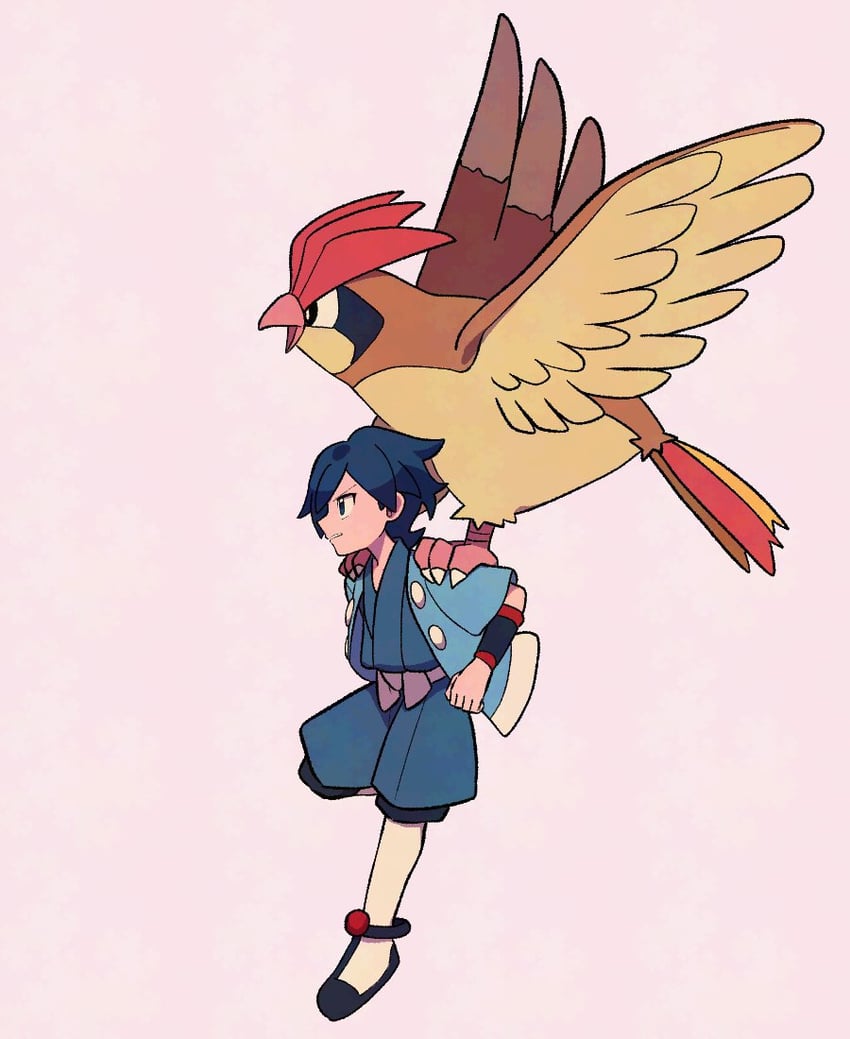 pidgeot and falkner (pokemon and 1 more) drawn by tyako_089