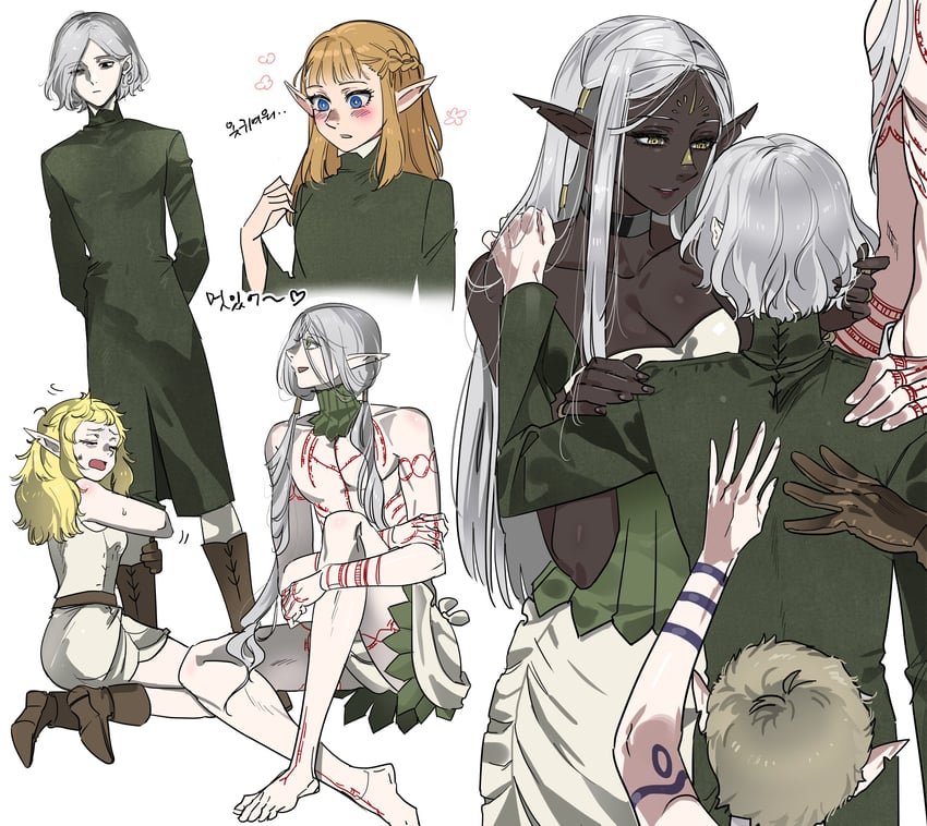 mithrun, fleki, lycion, pattadol, cithis, and 1 more (dungeon meshi) drawn by oejikim