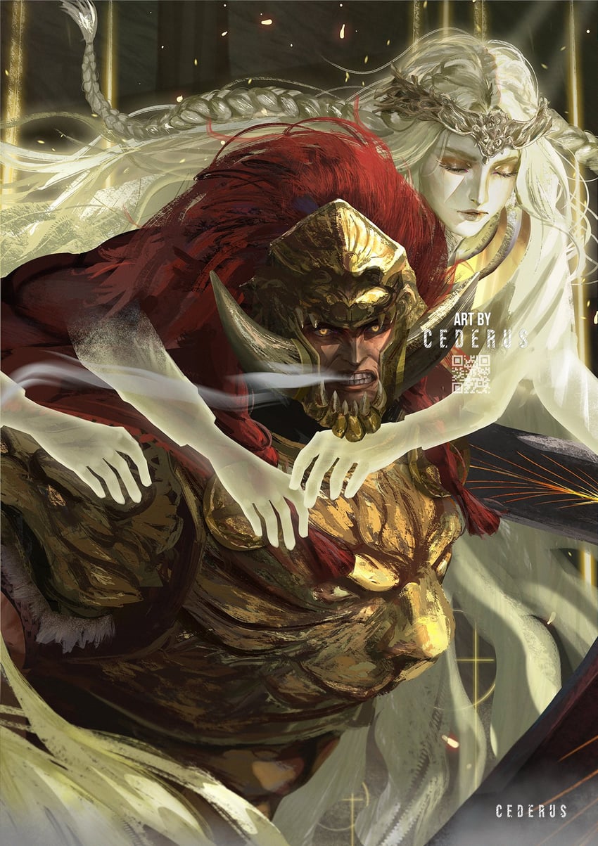 miquella and promised consort radahn (elden ring and 1 more) drawn by cederus