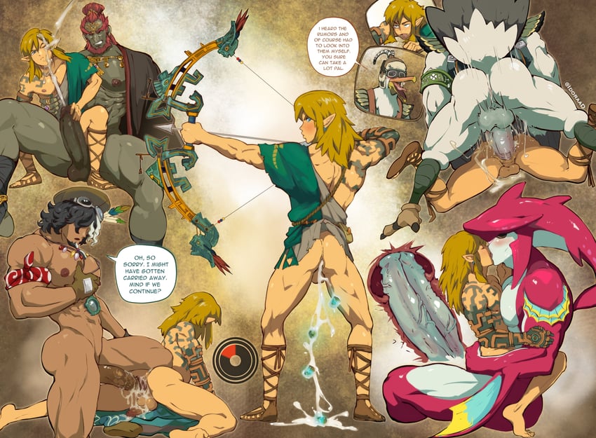 link, ganondorf, sidon, tauro, and penn (the legend of zelda and 1 more) drawn by idoraad