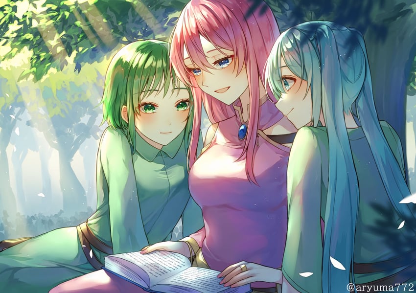hatsune miku, megurine luka, gumi, michaela, elluka clockworker, and 1 more (vocaloid and 2 more) drawn by aryuma772