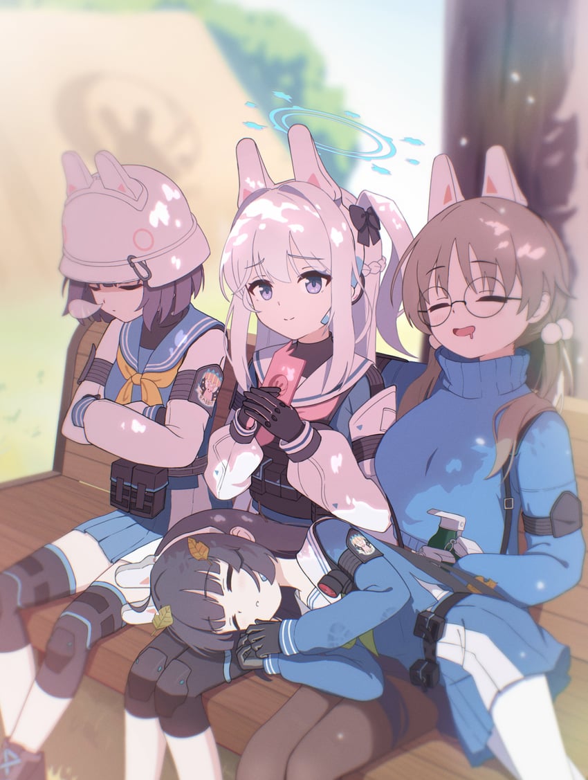 miyu, miyako, saki, and moe (blue archive) drawn by kuroi_taimu