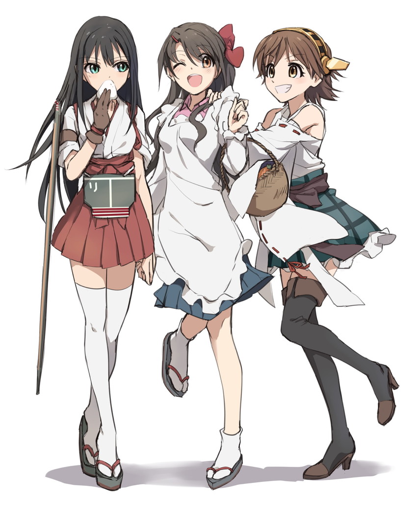 akagi, shibuya rin, hiei, shimamura uzuki, honda mio, and 1 more (kantai collection and 2 more) drawn by kisetsu