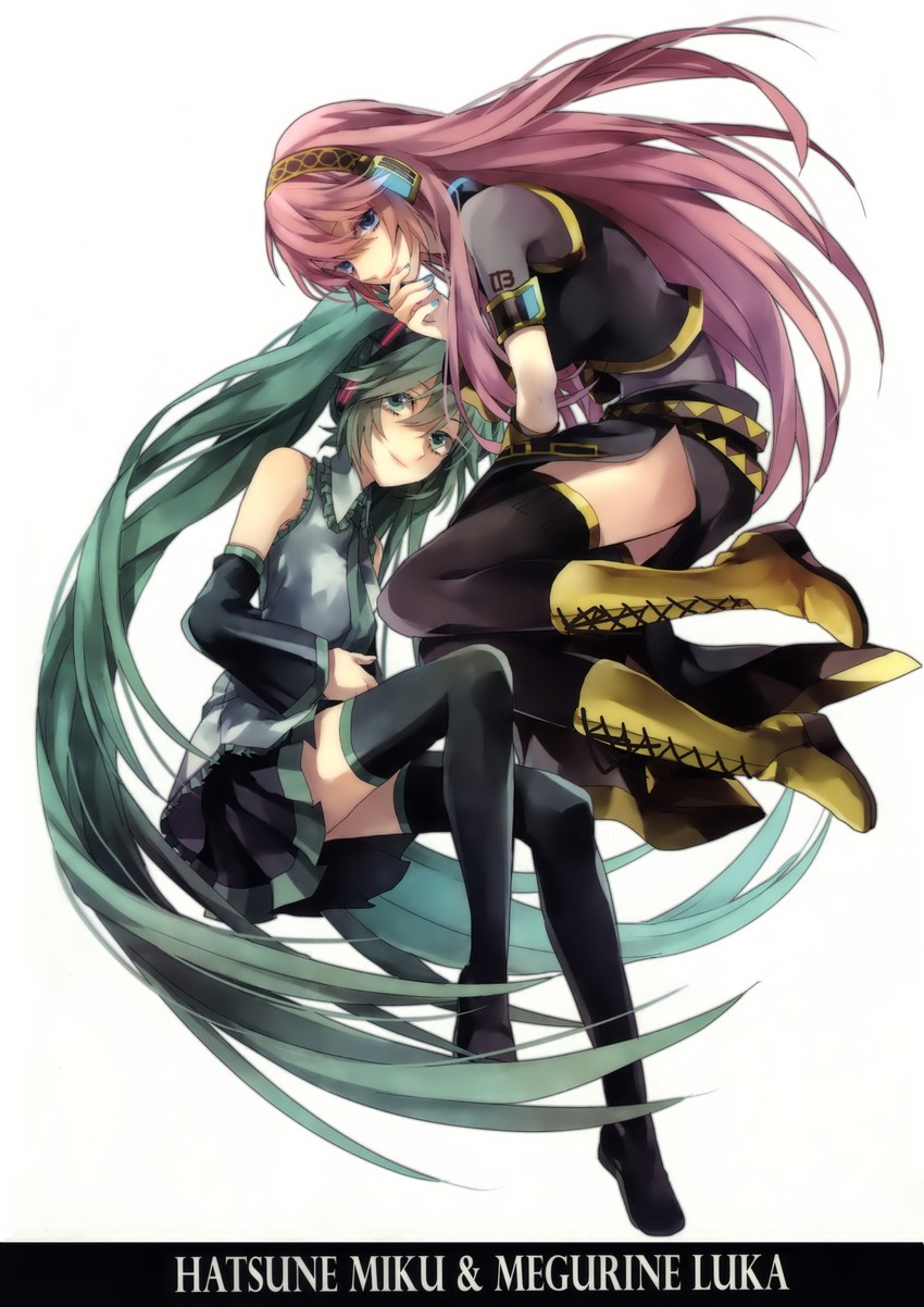 hatsune miku and megurine luka (vocaloid) drawn by yuzuki_karu