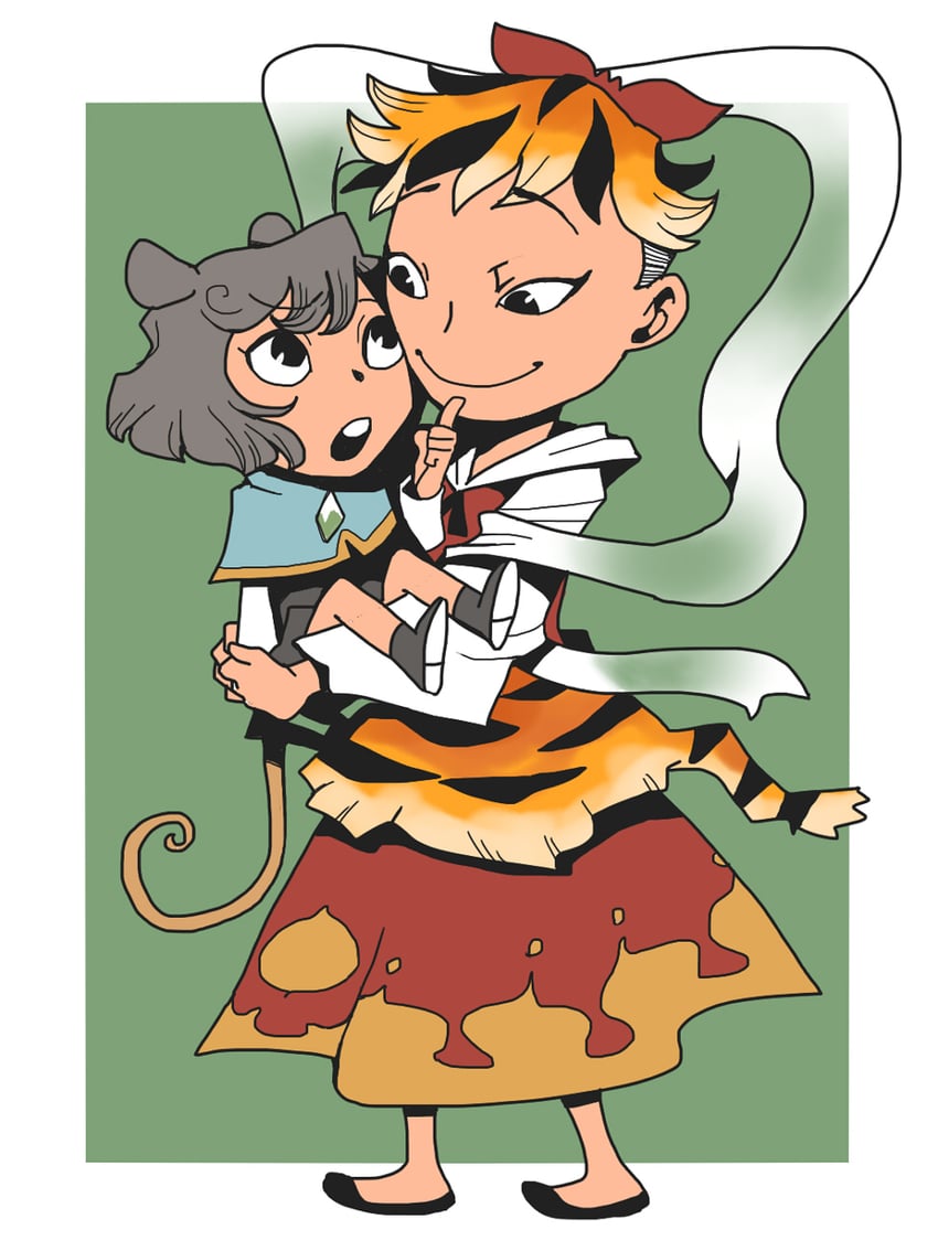 nazrin and toramaru shou (touhou) drawn by onikobe_rin