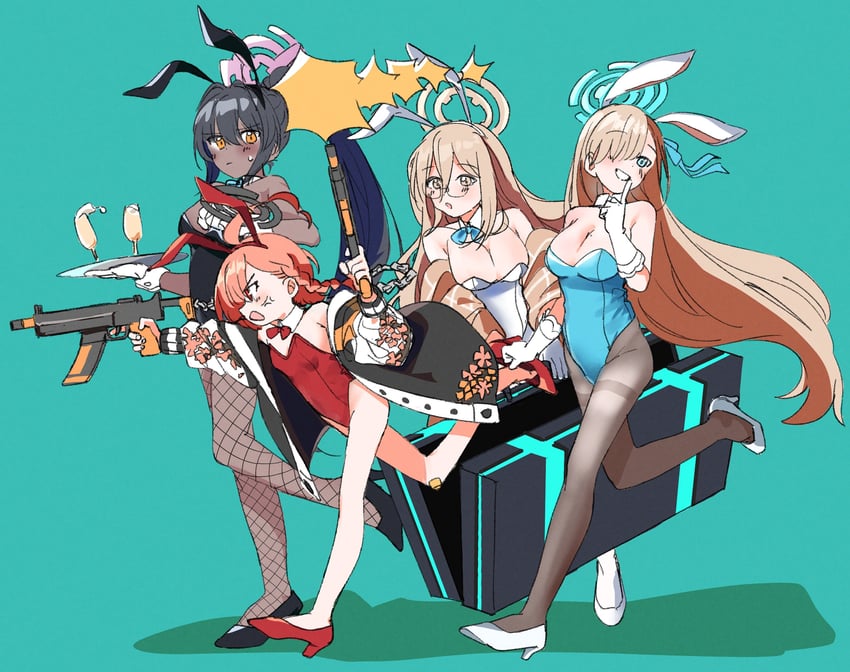 asuna, karin, neru, and akane (blue archive) drawn by meeeeeeco359