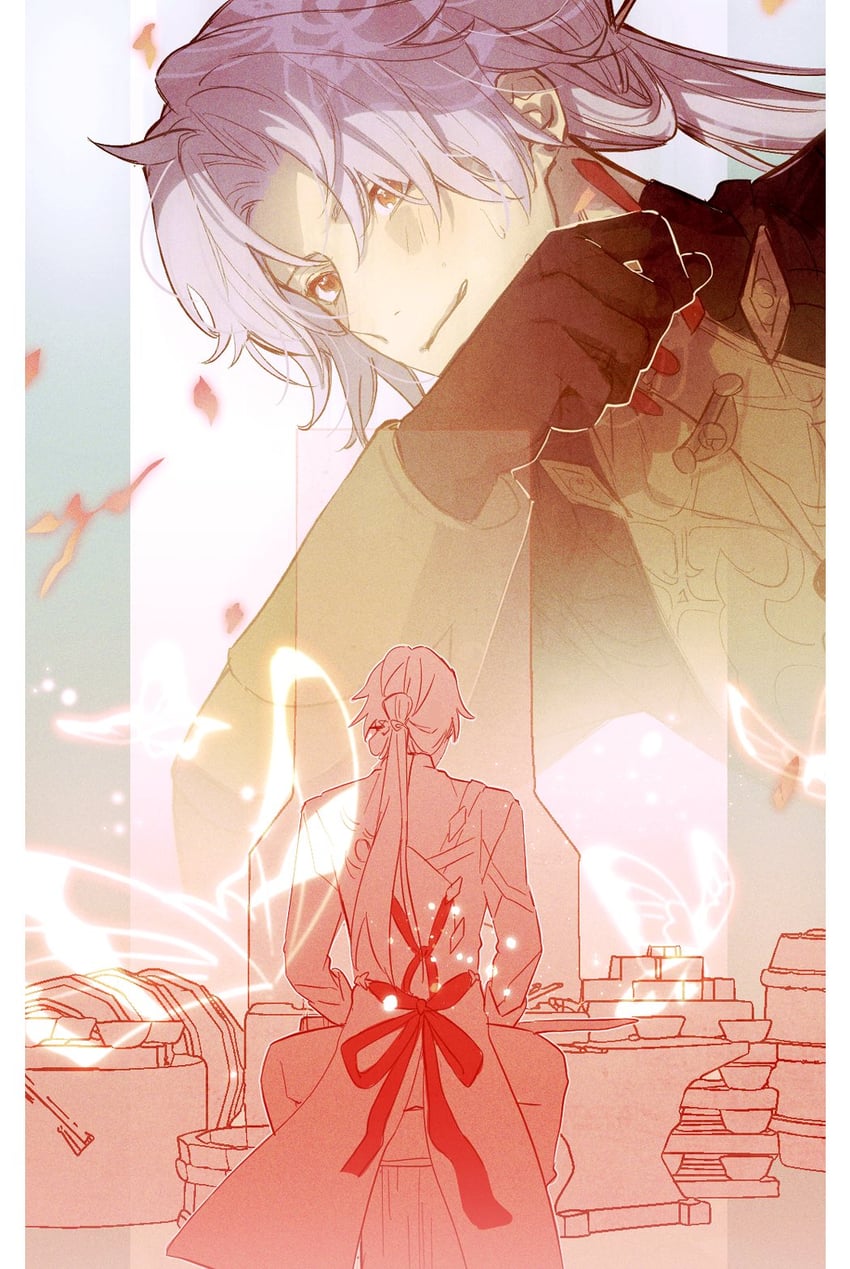 blade and yingxing (honkai and 1 more) drawn by zassyoku_dd