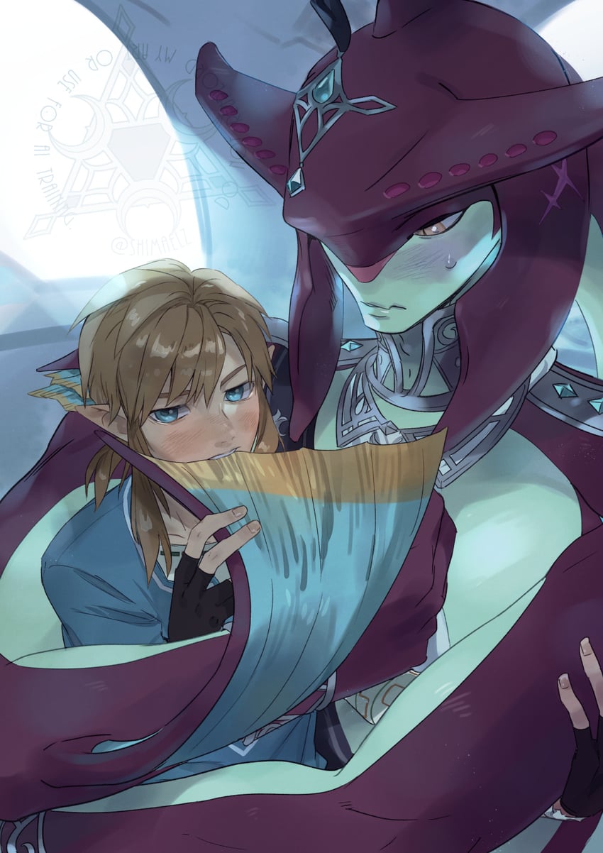 link and sidon (the legend of zelda and 1 more) drawn by shimaelz