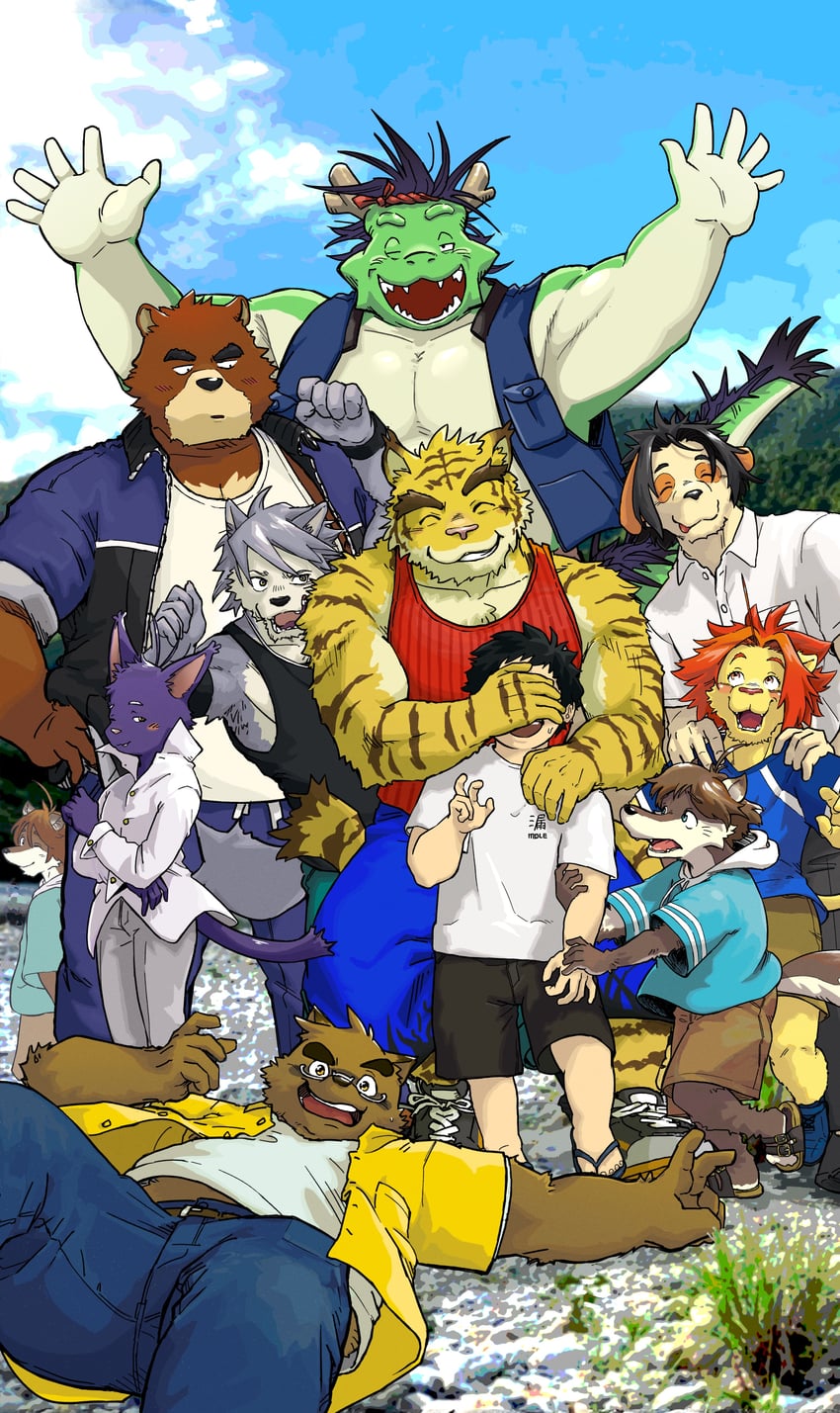 kouya aotsuki, torahiko oshima, juuichi mikazuki, shun kodori, tatsuki midoriya, and 6 more (morenatsu) drawn by takichizento
