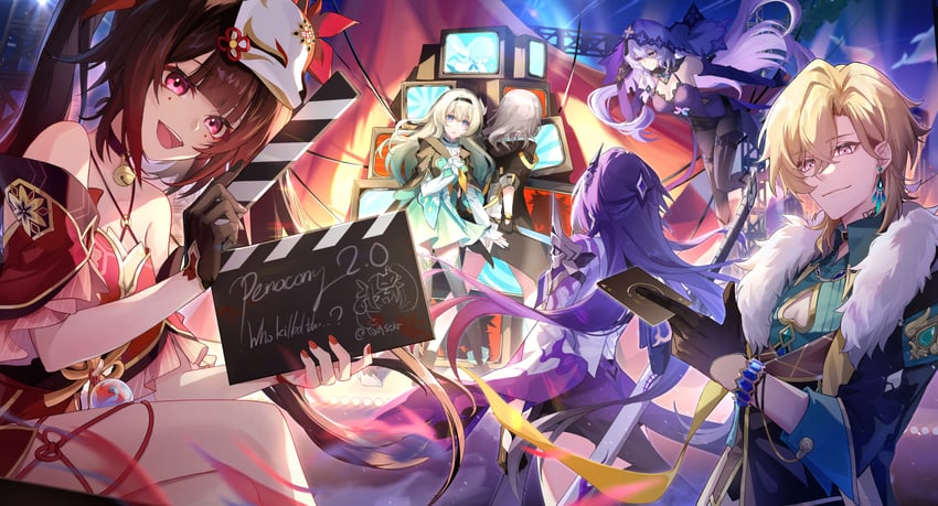 trailblazer, firefly, stelle, acheron, sparkle, and 3 more (honkai and 1 more) drawn by notstk