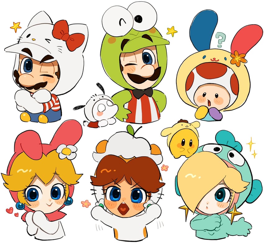 princess peach, mario, rosalina, luigi, princess daisy, and 10 more (mario and 6 more) drawn by mimimi_(mimimim9999)