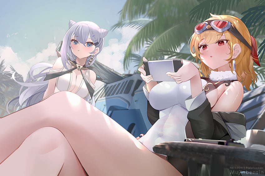 kaela kovalskia and vestia zeta (hololive and 1 more) drawn by mujinbensin
