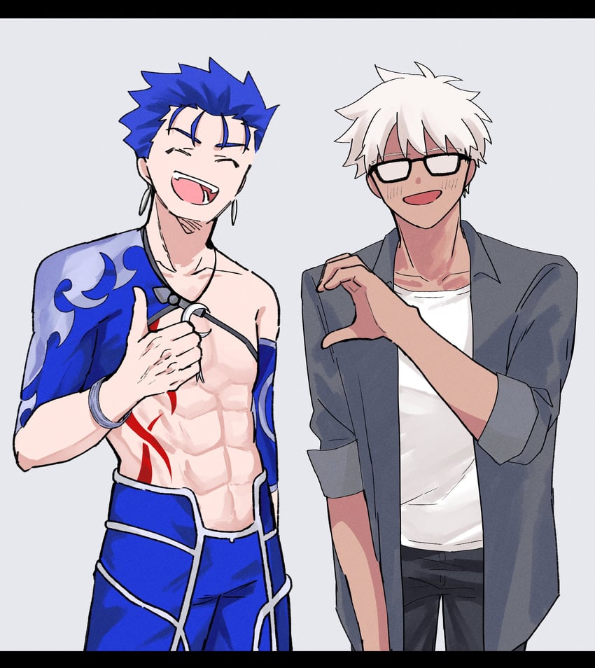 cu chulainn and archer (fate and 1 more) drawn by harusima