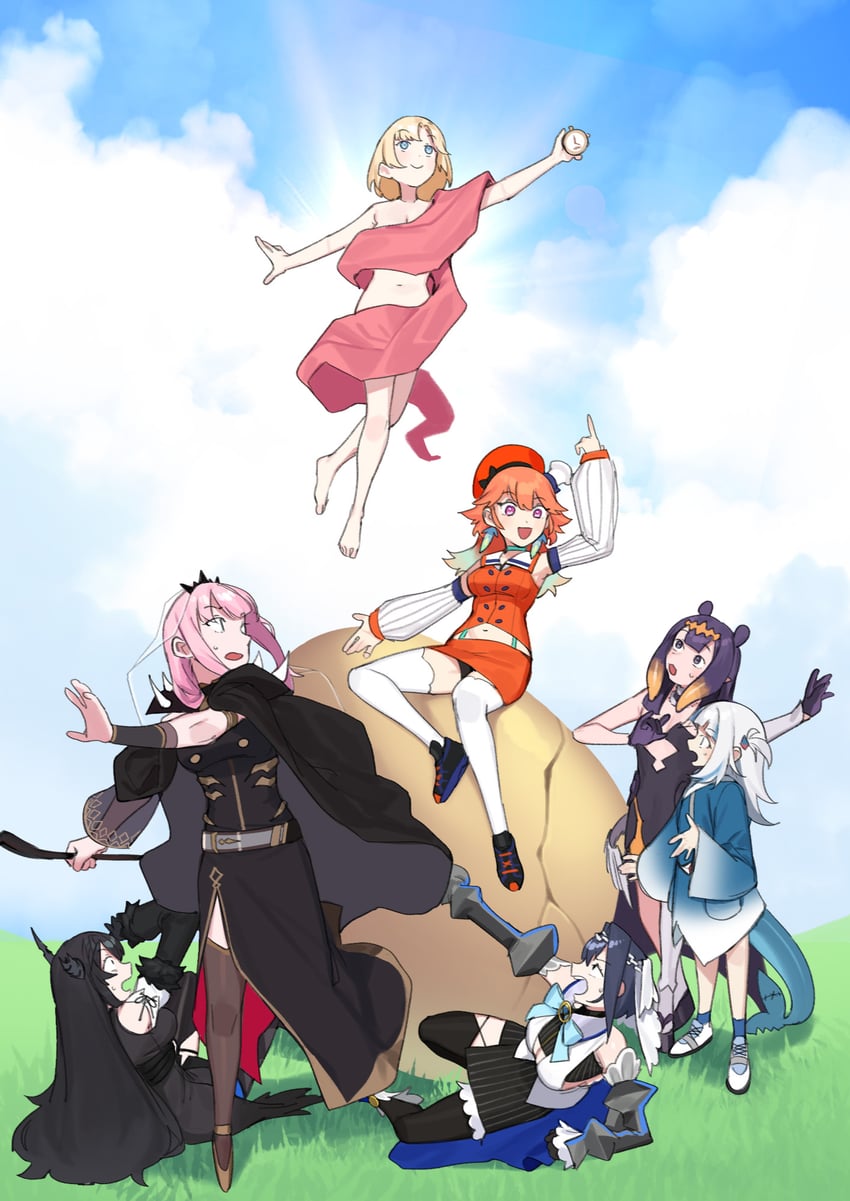 gawr gura, mori calliope, ninomae ina'nis, ouro kronii, takanashi kiara, and 2 more (hololive and 1 more) drawn by dasdokter