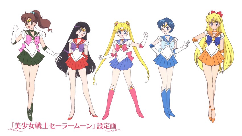 tsukino usagi, sailor moon, mizuno ami, aino minako, hino rei, and 5 more (bishoujo senshi sailor moon) drawn by tadano_kazuko