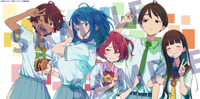 yanami anna, yakishio lemon, komari chika, nukumizu kaju, and nukumizu kazuhiko (make heroine ga oo sugiru!) drawn by imigimuru