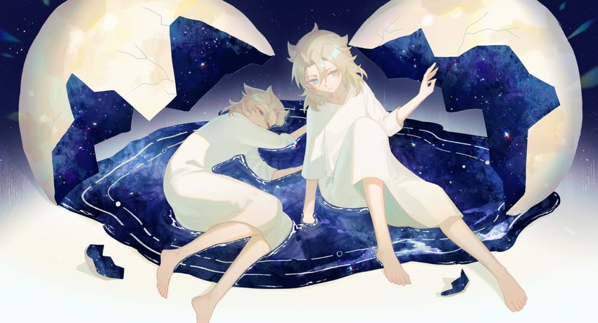albedo and primordial albedo (genshin impact) drawn by march_rly