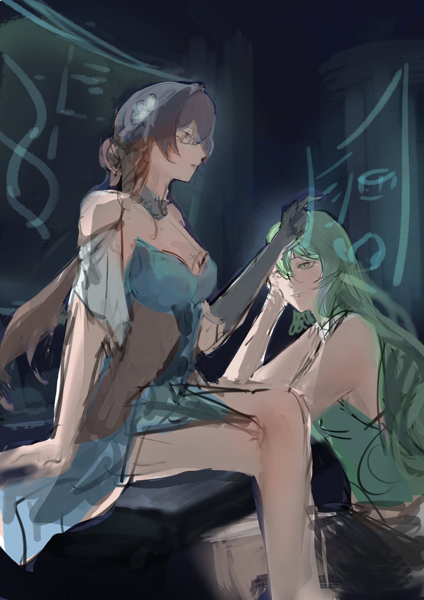 ruan mei and mobius (honkai and 2 more) drawn by fuhualess