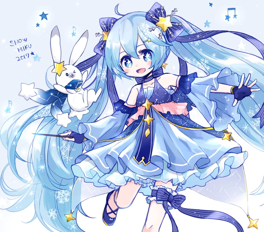 hatsune miku, yuki miku, and rabbit yukine (vocaloid) drawn by niboshi