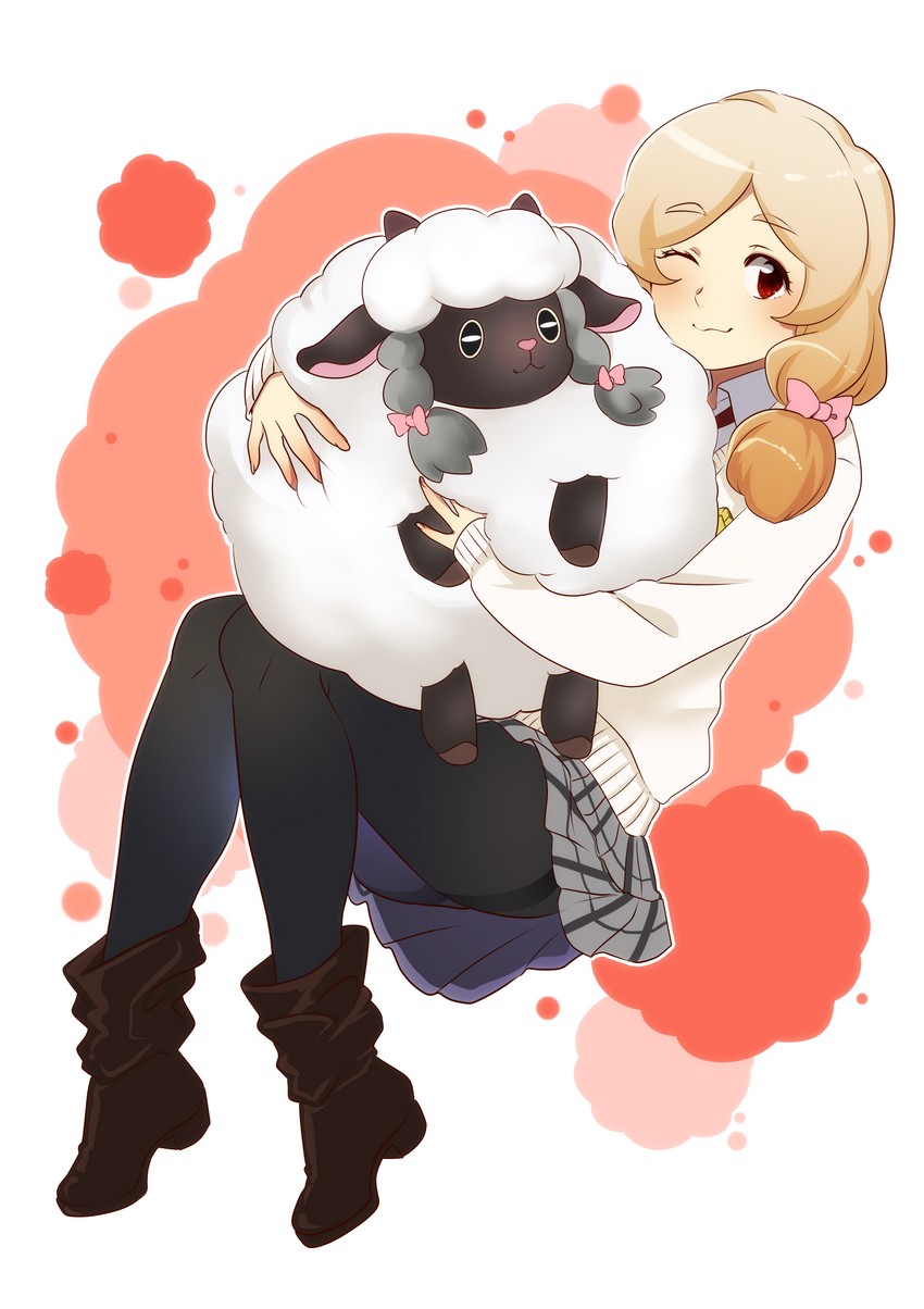 wooloo and momokawa sasa (pokemon and 1 more) drawn by matsuno_minoru